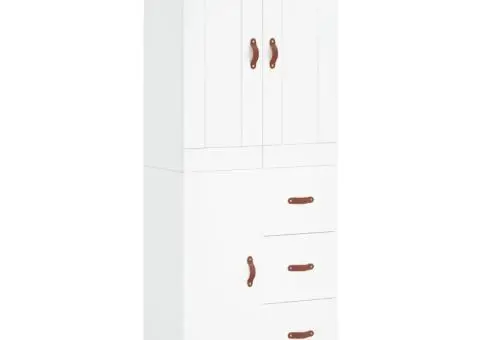 Dulap înalt, alb extralucios, 69,5x34x180 cm, lemn compozit - 2/5