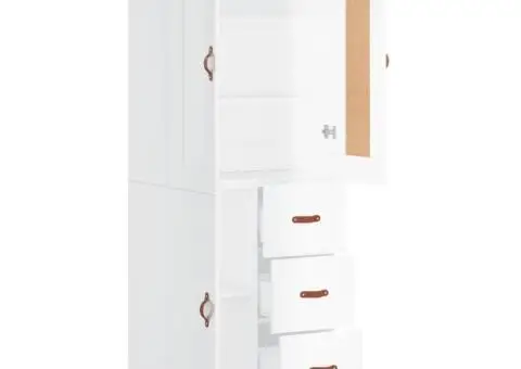 Dulap înalt, alb extralucios, 69,5x34x180 cm, lemn compozit - 4/5