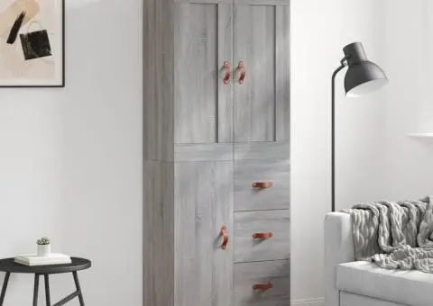 Dulap înalt, gri sonoma, 69,5x34x180 cm, lemn compozit - 1/5