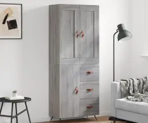 vidaXL Dulap înalt, gri sonoma, 69,5x34x180 cm, lemn compozit