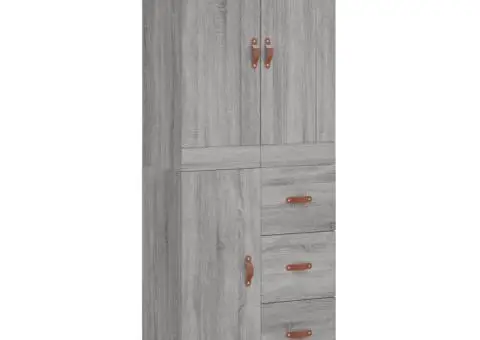 Dulap înalt, gri sonoma, 69,5x34x180 cm, lemn compozit - 2/5