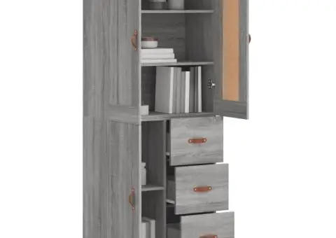 Dulap înalt, gri sonoma, 69,5x34x180 cm, lemn compozit - 3/5