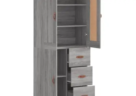 Dulap înalt, gri sonoma, 69,5x34x180 cm, lemn compozit - 4/5