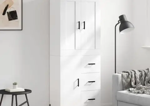 Dulap înalt, alb, 69,5x34x180 cm, lemn compozit - 1/5