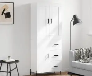 vidaXL Dulap înalt, alb, 69,5x34x180 cm, lemn compozit