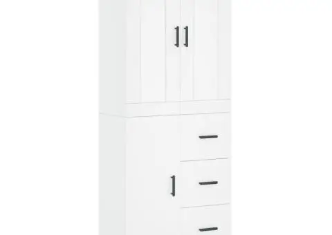 Dulap înalt, alb, 69,5x34x180 cm, lemn compozit - 2/5