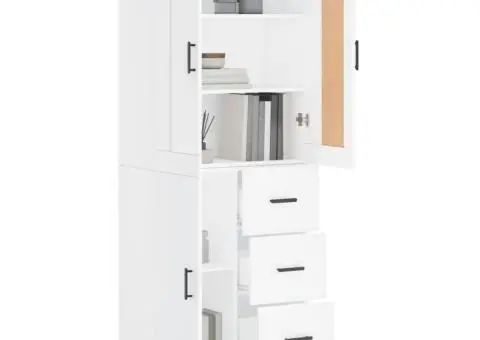 Dulap înalt, alb, 69,5x34x180 cm, lemn compozit - 3/5