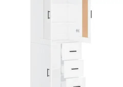 Dulap înalt, alb, 69,5x34x180 cm, lemn compozit - 4/5