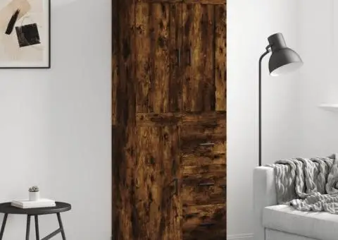 Dulap înalt, stejar fumuriu, 69,5x34x180, lemn compozit - 1/5