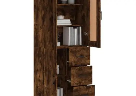 Dulap înalt, stejar fumuriu, 69,5x34x180, lemn compozit - 3/5