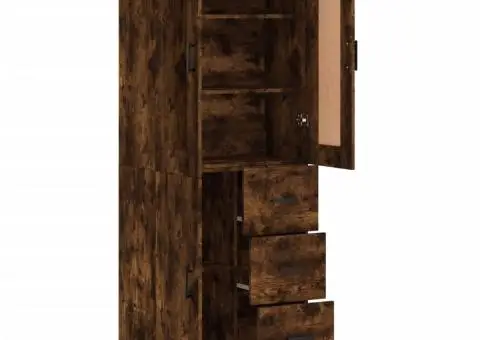 Dulap înalt, stejar fumuriu, 69,5x34x180, lemn compozit - 4/5