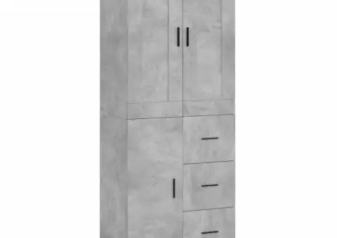 Dulap înalt, gri beton, 69,5x34x180, lemn compozit - 2/5