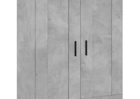 Dulap înalt, gri beton, 69,5x34x180, lemn compozit - 5/5