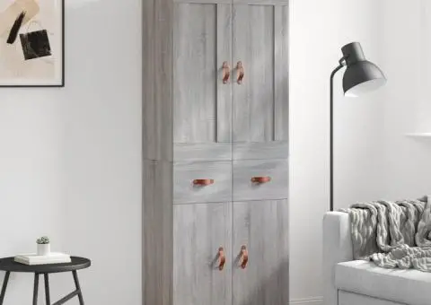 Dulap înalt, gri sonoma, 69,5x34x180 cm, lemn compozit - 1/5