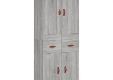 Dulap înalt, gri sonoma, 69,5x34x180 cm, lemn compozit - 2/5