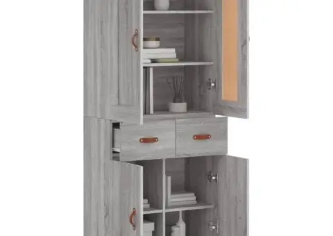 Dulap înalt, gri sonoma, 69,5x34x180 cm, lemn compozit - 3/5