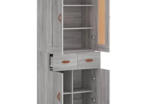 Dulap înalt, gri sonoma, 69,5x34x180 cm, lemn compozit - 4/5