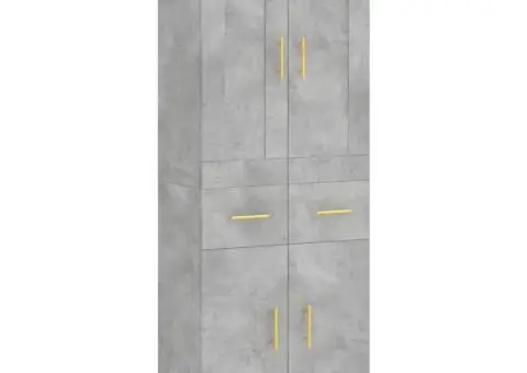 Dulap înalt, gri beton, 69,5x34x180, lemn compozit - 2/5