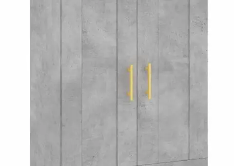 Dulap înalt, gri beton, 69,5x34x180, lemn compozit - 5/5