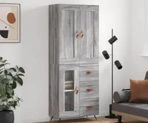 vidaXL Dulap înalt, gri sonoma, 69,5x34x180 cm, lemn compozit