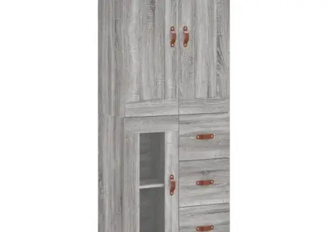 Dulap înalt, gri sonoma, 69,5x34x180 cm, lemn compozit - 2/5