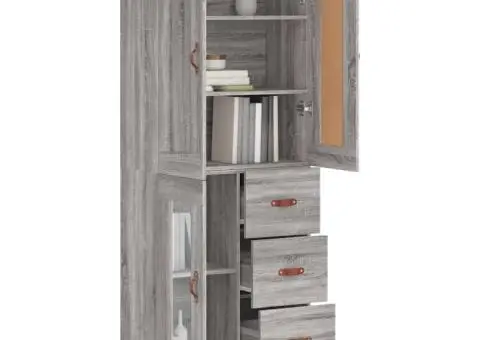 Dulap înalt, gri sonoma, 69,5x34x180 cm, lemn compozit - 3/5