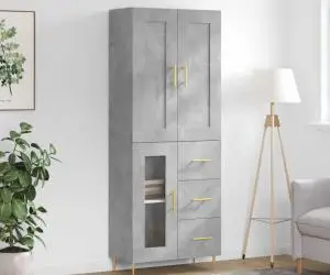 vidaXL Dulap înalt, gri beton, 69,5x34x180, lemn compozit