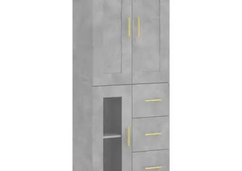 Dulap înalt, gri beton, 69,5x34x180, lemn compozit - 2/5