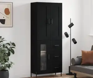 vidaXL Dulap înalt, negru, 69,5x34x180 cm, lemn compozit