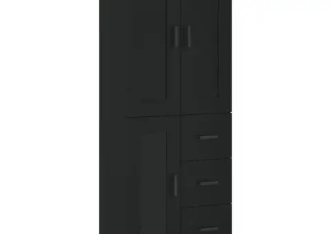 Dulap înalt, negru, 69,5x34x180 cm, lemn compozit - 2/5