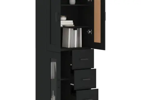 Dulap înalt, negru, 69,5x34x180 cm, lemn compozit - 3/5