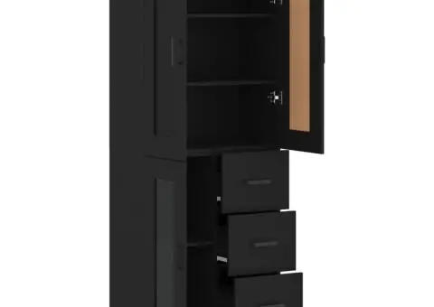 Dulap înalt, negru, 69,5x34x180 cm, lemn compozit - 4/5