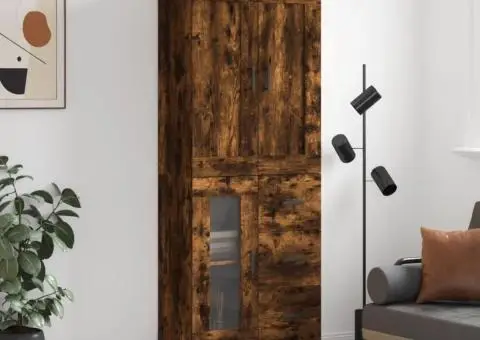 Dulap înalt, stejar fumuriu, 69,5x34x180, lemn compozit - 1/5