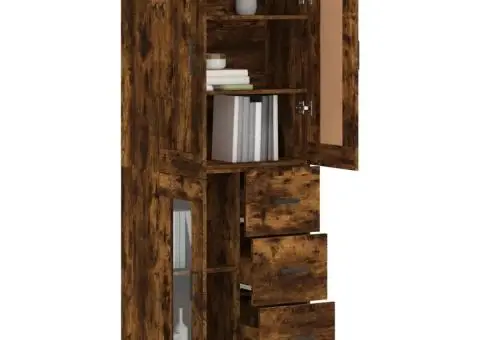 Dulap înalt, stejar fumuriu, 69,5x34x180, lemn compozit - 3/5