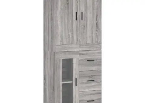 Dulap înalt, gri sonoma, 69,5x34x180 cm, lemn compozit - 2/5