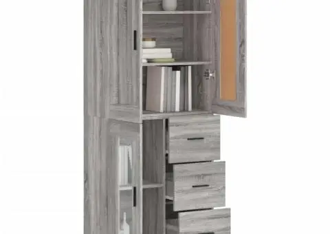 Dulap înalt, gri sonoma, 69,5x34x180 cm, lemn compozit - 3/5