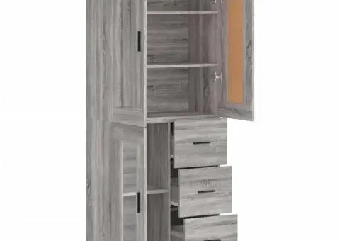 Dulap înalt, gri sonoma, 69,5x34x180 cm, lemn compozit - 4/5