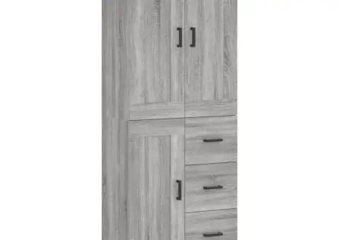 Dulap înalt, gri sonoma, 69,5x34x180 cm, lemn compozit - 2/5