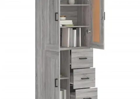 Dulap înalt, gri sonoma, 69,5x34x180 cm, lemn compozit - 3/5