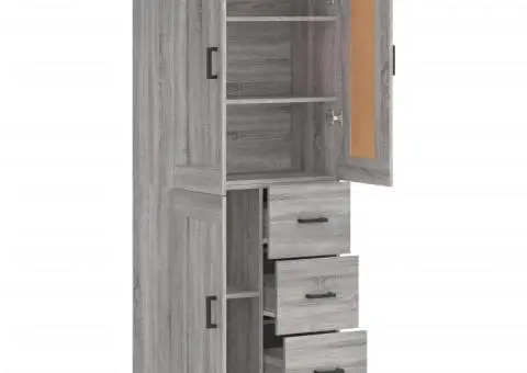 Dulap înalt, gri sonoma, 69,5x34x180 cm, lemn compozit - 4/5