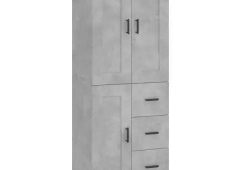 Dulap înalt, gri beton, 69,5x34x180, lemn compozit - 2/5