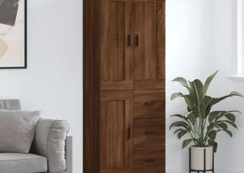 Dulap înalt, stejar maro, 69,5x34x180 cm, lemn compozit - 1/5