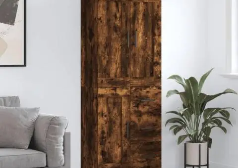 Dulap înalt, stejar fumuriu, 69,5x34x180, lemn compozit - 1/5