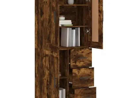 Dulap înalt, stejar fumuriu, 69,5x34x180, lemn compozit - 3/5