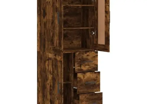 Dulap înalt, stejar fumuriu, 69,5x34x180, lemn compozit - 4/5