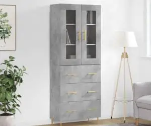 vidaXL Dulap înalt, gri beton, 69,5x34x180, lemn compozit