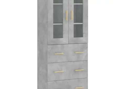 Dulap înalt, gri beton, 69,5x34x180, lemn compozit - 2/5