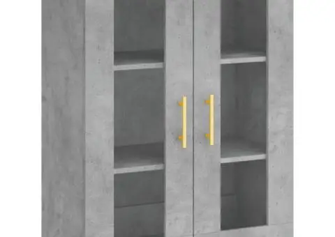 Dulap înalt, gri beton, 69,5x34x180, lemn compozit - 5/5