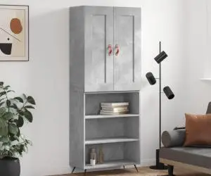vidaXL Dulap înalt, gri beton, 69,5x34x180, lemn compozit
