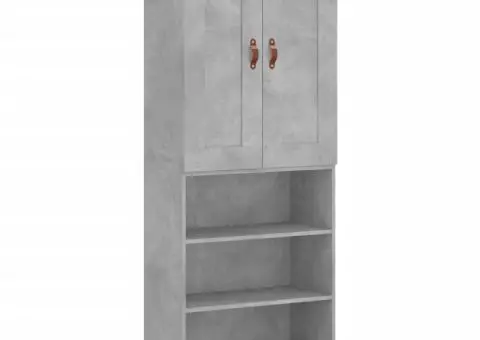 Dulap înalt, gri beton, 69,5x34x180, lemn compozit - 2/5